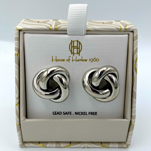 House of Harlow 1960 Jewelry - House of Harlow 1960 Silver Tone Twisted Circular Stud Earrings NIB